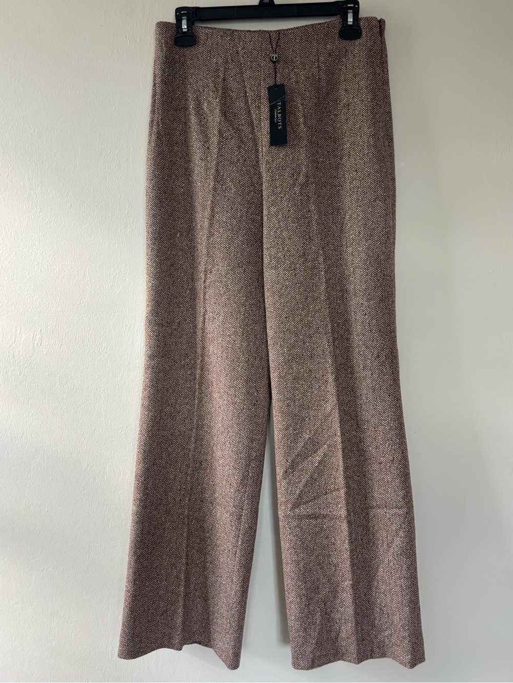 Talbots Wide Leg Wool Blend Herringbone Dress Pants Brown Womens Size 6